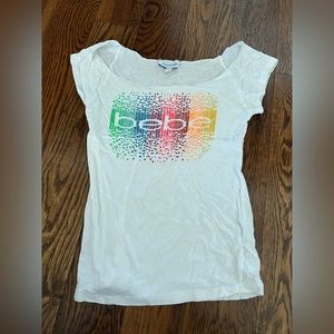 bebe white off the shoulder top